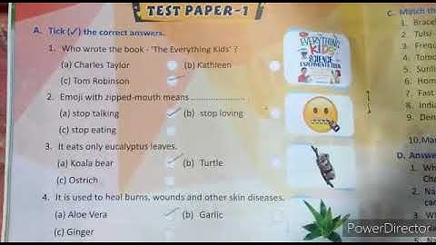 Class - 4, General Knowledge, Chapter - Test Paper - 1, Part - 1, 31/10/2020