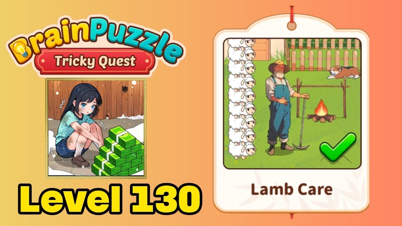 Brain puzzle tricky quest level 130 solution walkthrough ( lamb