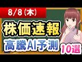 【まだ買える！明日の株価予想】2024年08月08日(木)の株価速報高騰AI予測【金十字まどか】