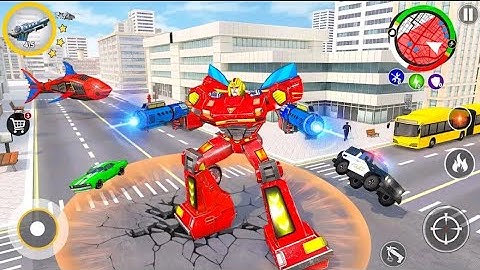 Flying Shark Robot Car Transform  Game Android Gameplay Video #1