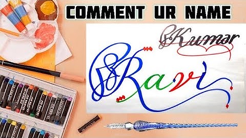 Ravi Kumar Name Signature Calligraphy Status | How to Draw, Cursive Calligraphy with Cut Marker