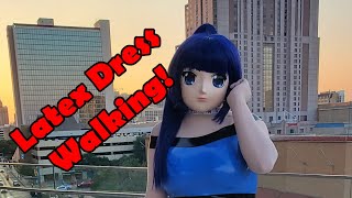 Latex Swing Dress Walking! - Rumi Aida Kigurumi [4K HDR 60 FPS] #cosplay #kigurumi #latex #cute