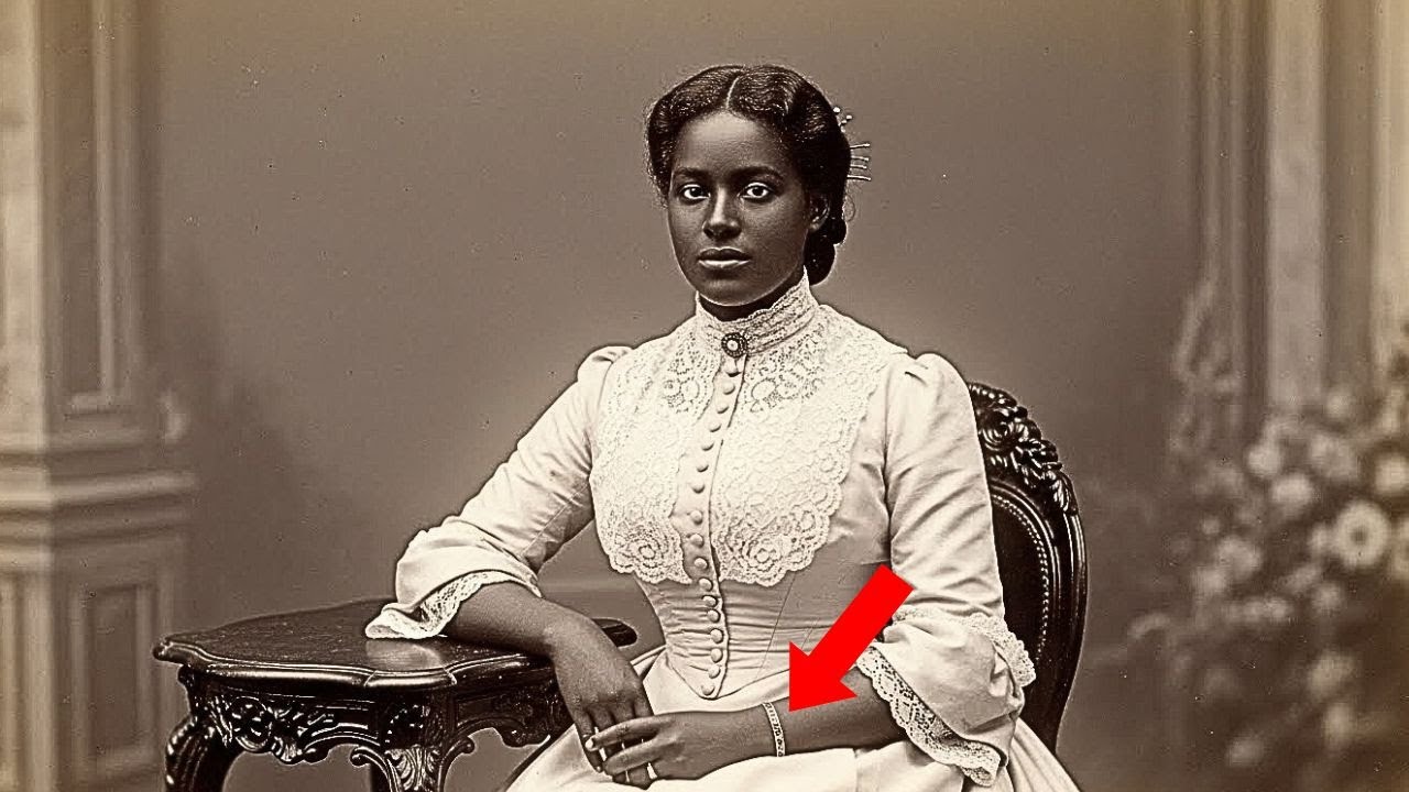 This 1889 studio portrait looks elegant — until you notice what's on the woman's wrist