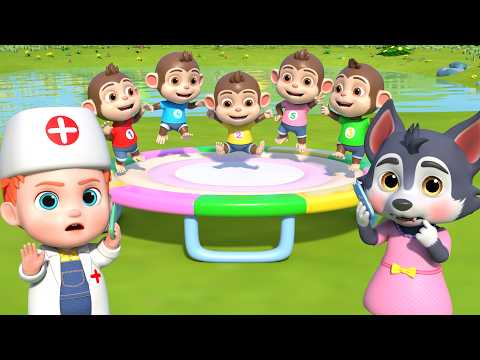 Five Little Monkeys Jumping | Songs and Cartoons for Kids | Baby Leo - Nursery Rhymes
