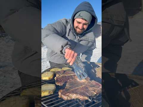 استیک روی برف نتیجه عجیب پخت در سرما مازندران آشپزی آشپزی در طبیعت