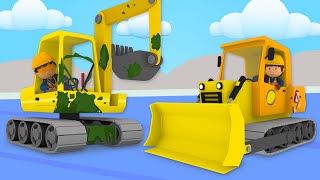 big trucks and tractors at carls car wash cartoons for kids