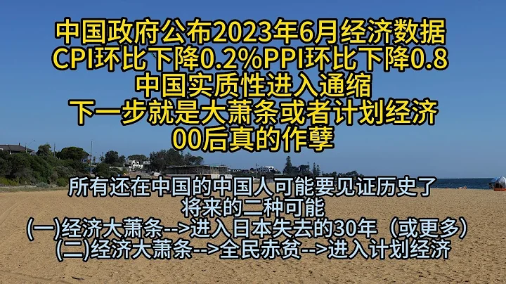 中国政府公布2023年6月经济数据-CPI环比下降0.2%PPI环比下降0.8-中国实质性进入通缩下一步就是大萧条或者计划经济-00后真的作孽-(小小请求各位点一下关注） - 天天要闻