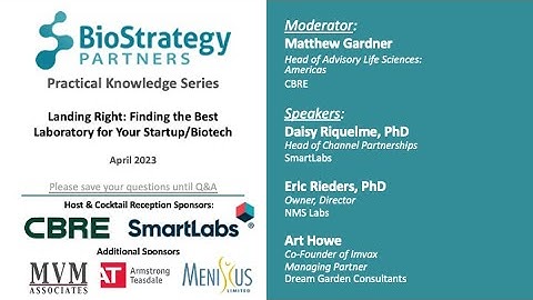 BioStrategy Partners April PKS 2023: Finding the Best Laboratory for Your Startup/Biotech