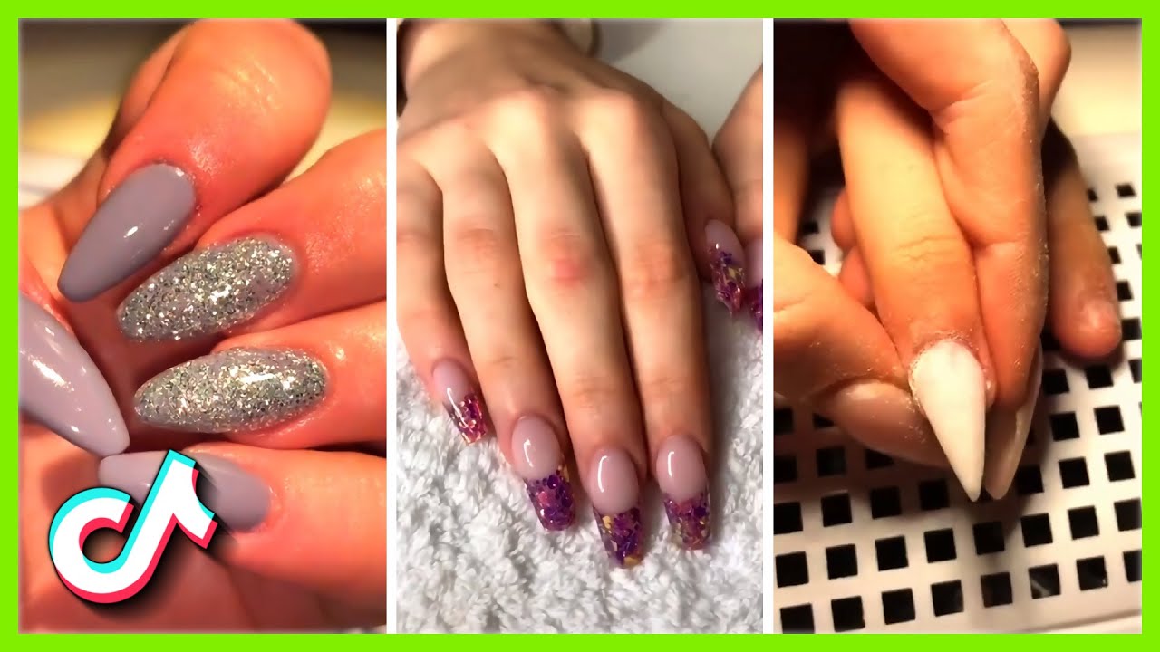 Gel Polish Nails With Tips At Home Manicure TikTok Summer Compilation