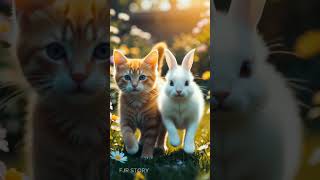 Orange Cat White Rabbit
