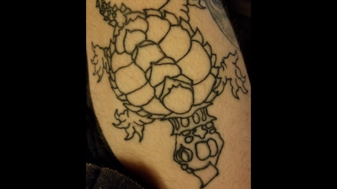 Snapping Turtle Tattoo on Myself - YouTube