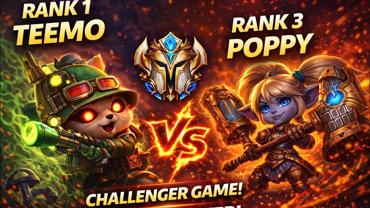 RANK 1 Teemo VS RANK 3 Poppy Top Lane HARD COUNTER Challenger Ranked Game | 4 K Wild Rift Gameplay 