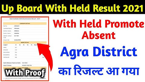 Up Board With Held Result 2021 | Up Board Promote Result 2021| Up Board Absent Result 2021