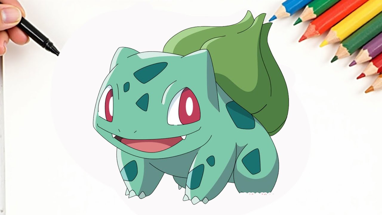 DESENHANDO POKEMON: TUTORIAL COMO DESENHAR O BULBASAUR 🎨 Passo a Passo ...