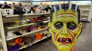 Halloween Thrifting at Goodwill looking for 90s and vintage Halloween Decorations