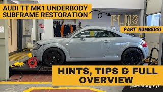 Audi TT MK1 Quattro Restoration Subframe Underbody Overhaul Hints, Tips and Full Overview.