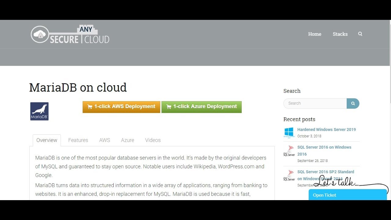 Secured MariaDB on Ubuntu 16-04 LTS- Deploy on Azure , AWS and Google Cloud Platform.