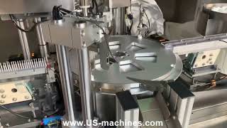 Nail polish glue brush lip gloss brush cap assembly machine running video