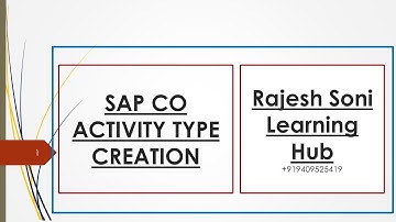 SAP CO Activity Type Creation