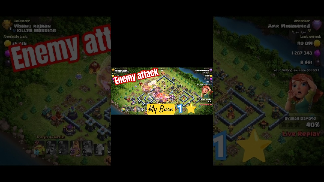 Enemy attack on my base | 1 ⭐ hitter in my base | Clash of Clans || 