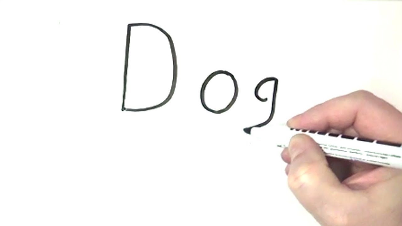 How to Turn Words Dog into a Cartoon - Step by Step for Kids