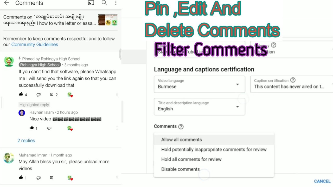 Filter Inappropriate Comment How to pin comments | How to hold potentially inappropriate words ...