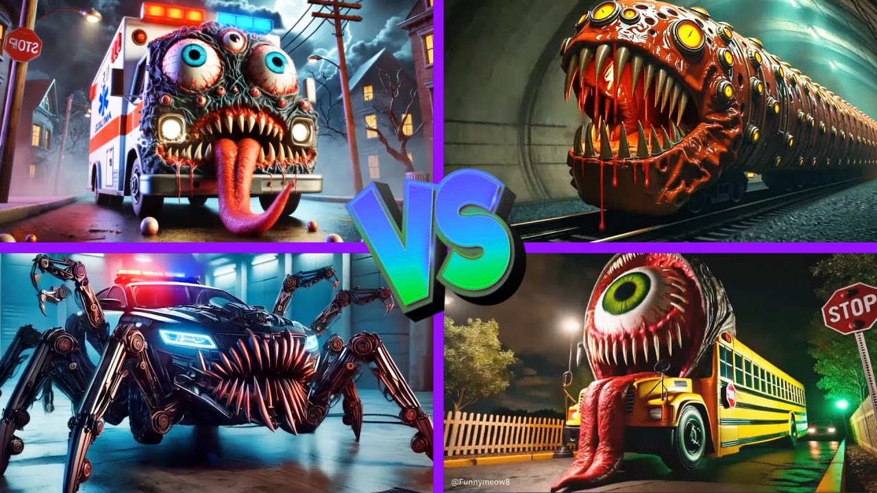 Пожиратель скорой помощи🆚Пожиратель автобусов🆚Монстр полицейской машины🆚Пожиратель поездов - Tile...