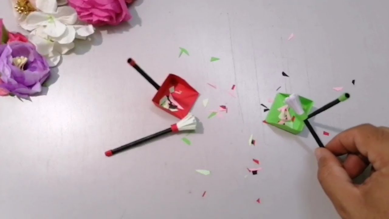 DIY Origami Paper Broom And Dustpan - Easy Paper Craft