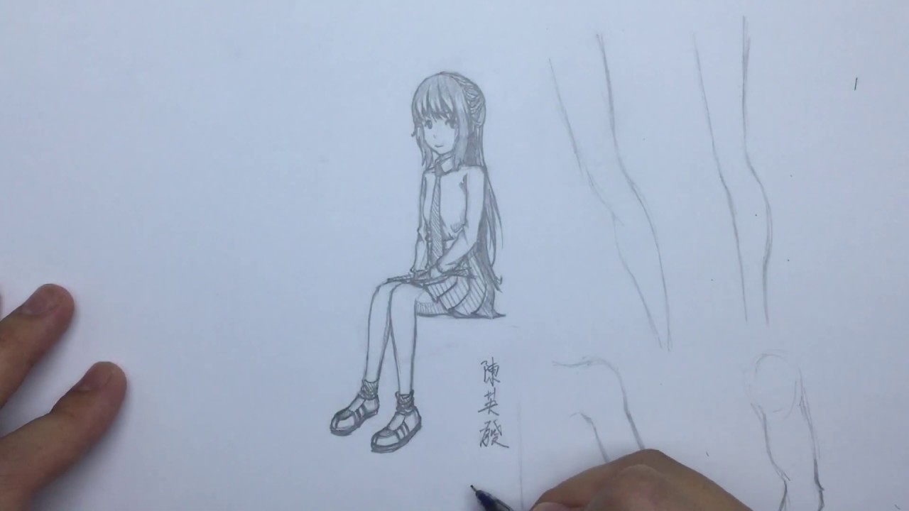 Featured image of post Anime Boy Sitting Back View Drawing How to draw hair braid for begginers