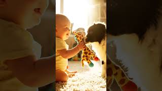 Baby &amp; Furry Friend's Sunlit Playtime 🌞🐾