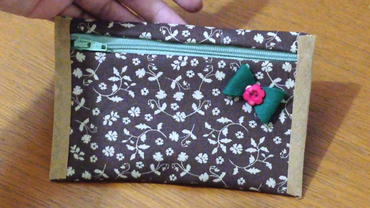 Porta Documentos, Moedas e Cartões de Tecido sem Costura - Artesanato