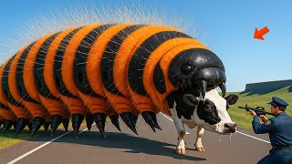 Heroic Rescue Team Saves Greedy Cow From Giant Bug Terrifying Attack