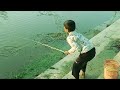 Village Fishing|| in season water _village. Hook litter boy catching fish with hook fishing rod