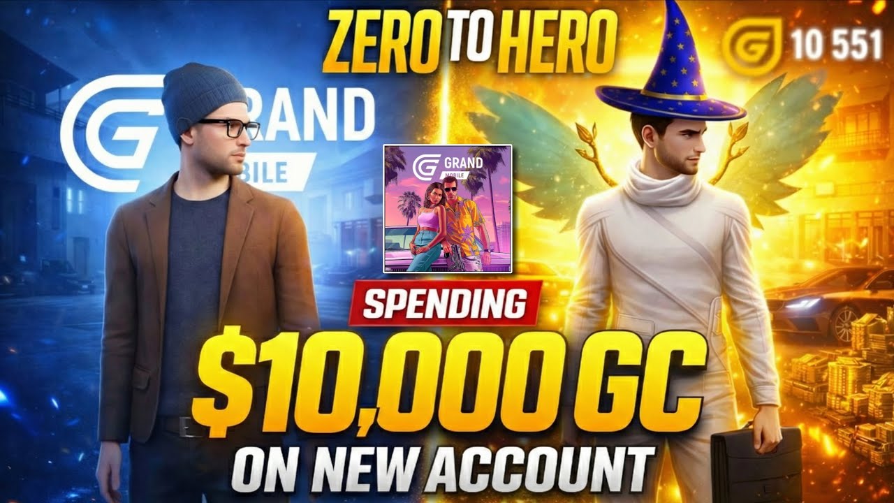 I Spent 10,000 GC on a New Account | Poor to Rich Challenge in Grand Mobile