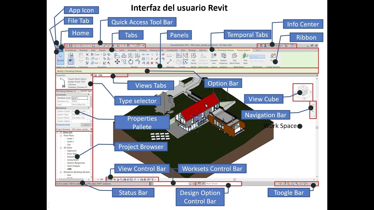 Interfaz del usuario de Revit YouTube