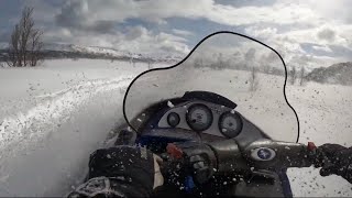 Spring time Snowmobiling in the North of Norway 4K Video