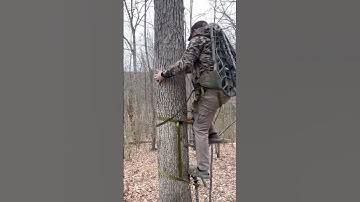 Hanging a tree stand…the only correct way is in crocs! #huntingseason #huntingseason2024