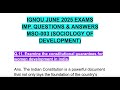 MSO-003 IGNOU JUNE 2025 EXAM IMP. QUES Constitutional guarantees for women's development in India