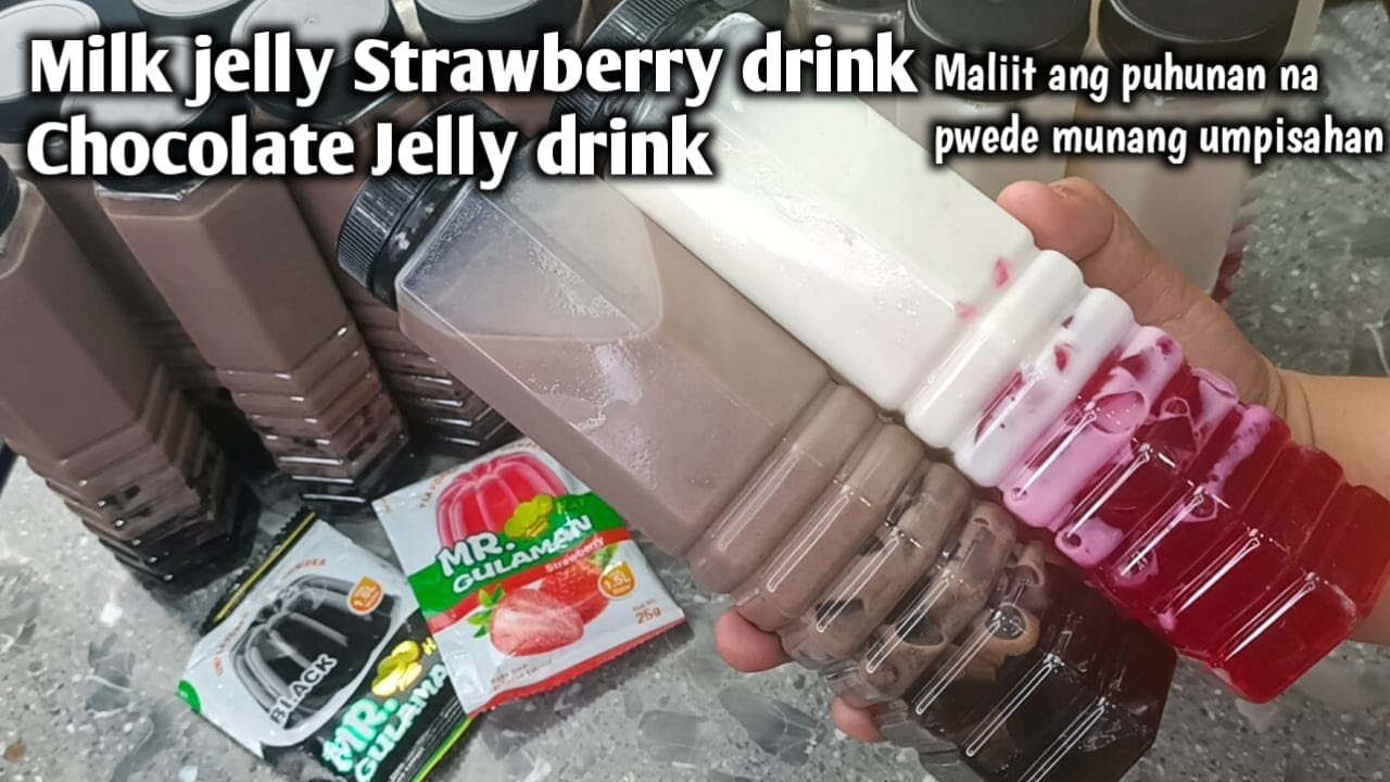 Milk Jelly Strawberry drink Chocolate Jelly drink by mhelchice