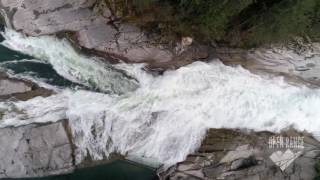 Sunset Falls, WA Waterfall Aerial Stock Footage