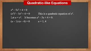 9709 P1 - 1.6 Quadratic Like Equations