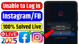 Unable to Log in Fixed on Instagram/Facebook | Unable to Log in An Unexpected Error Occurred Fixed