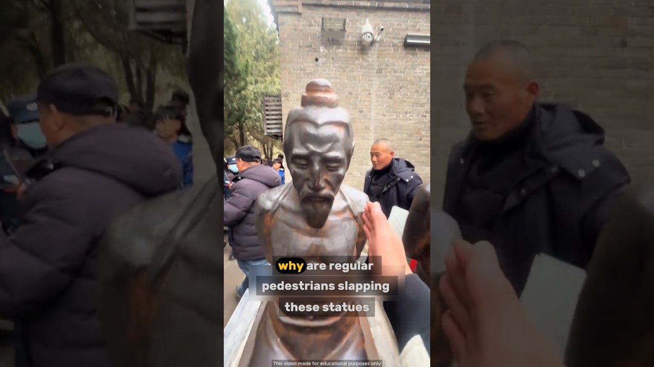 Slapping statues in China!! 
