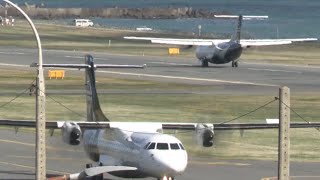 Double Air New Zealand ATR 72-600 arriving and departing at Wellington Airport