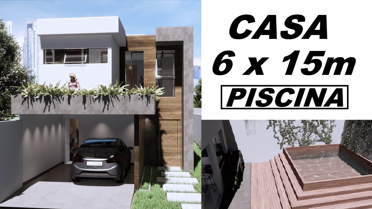 CASA DE 6 x 15 m  - SOBRADO COM PISCINA
