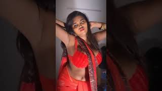 Lucky Elakiya Super Hot Expressions With Huge Boobs And Sexy Navel Show In Sexy Red Saree