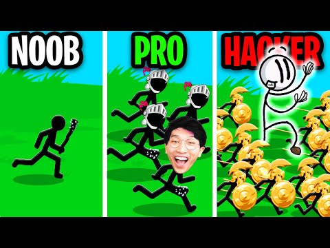 NOOB vs PRO vs HACKER In STICK WAR LEGACY! (MAX LEVEL BOSS!)