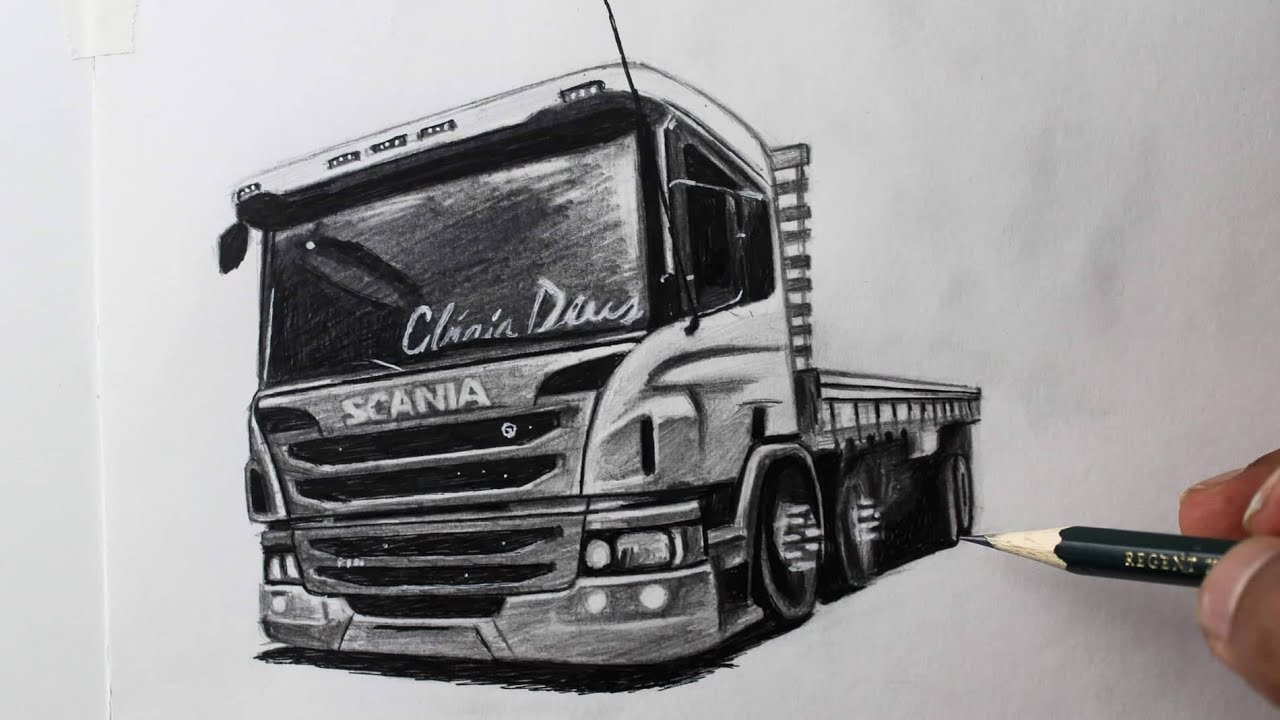 Como desenhar caminhão Scania R450 - PASSO A PASSO - narrado 
