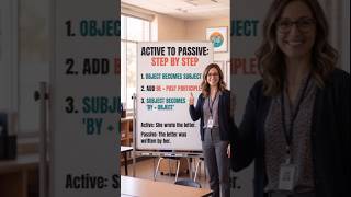Active to Passive: 3 easy steps! 📚 #EnglishGrammar #TenseBites
