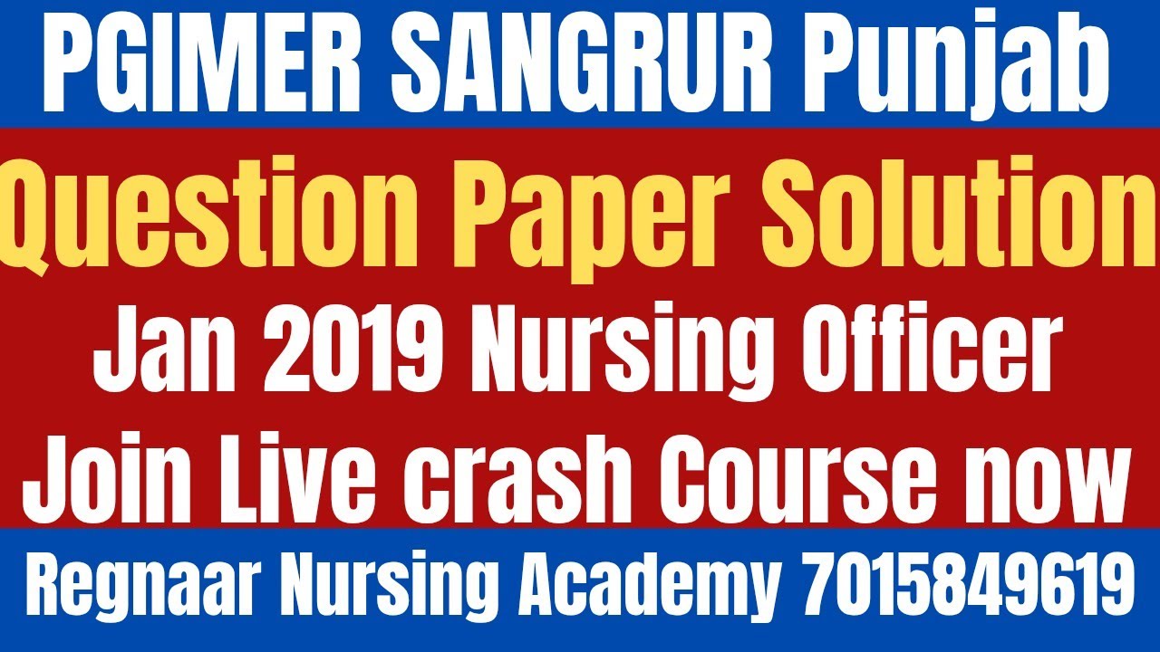 PGI Chandigarh Nursing Officer/DHS/BFUHS/NORCET 10/RRB/SGPGI/DRME #PGIMER #rrbnursingofficer 